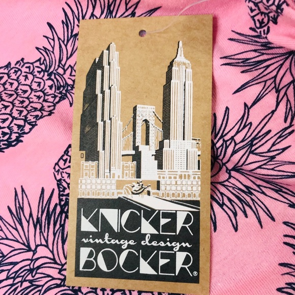 Knicker Bocker Pineapple Crew Neck Shirt Pink Navy Medium and Large - Picture 4 of 9